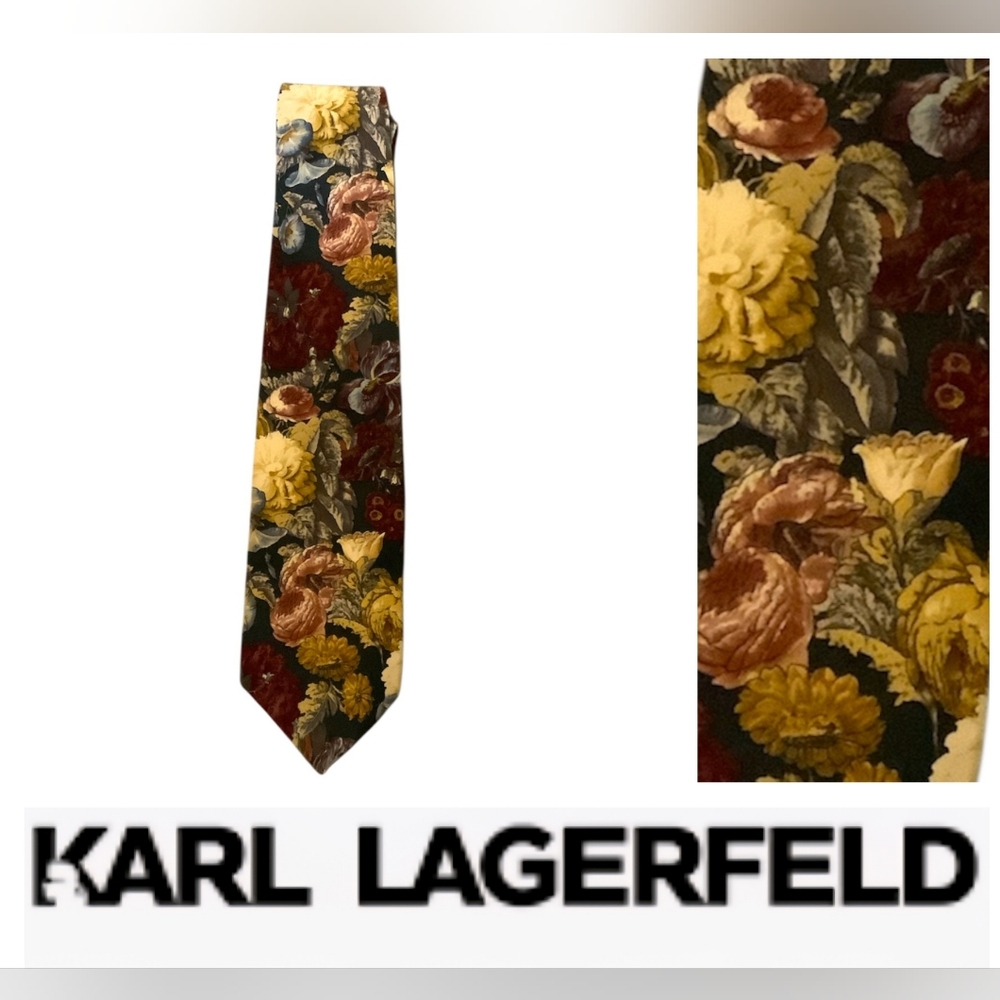Vintage Karl Lagerfeld floral Patterned Tie 100% Silk
